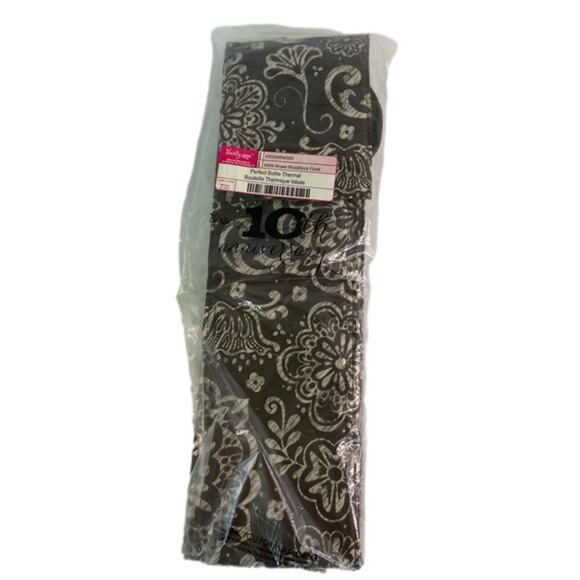 Thirty-One Perfect Bottle Thermal Holder Brown Woodblock Floral - Picture 1 of 9